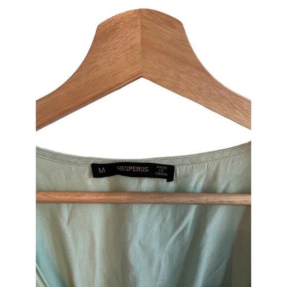 Hesperus Mint Green Smocked Waist Puff Sleeve Mini Dress Women's Size M - Picture 2 of 4